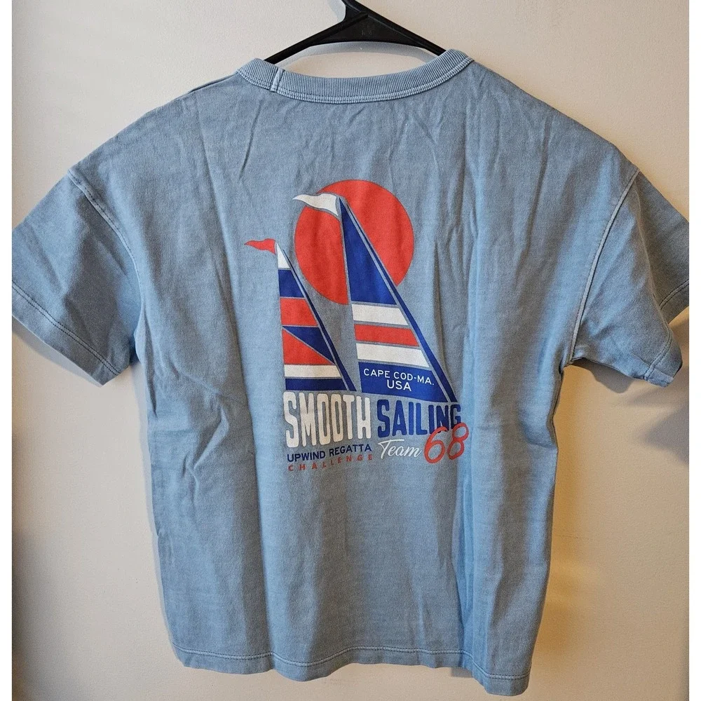 Cat‎ & Jack Boys Sailing Graphic T-Shirt Size S 6/7 Blue Nautical NWT